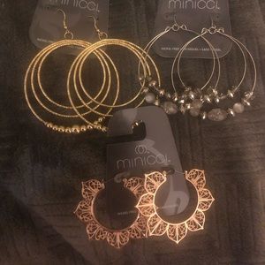 3 Pair of Hoop Earrings Miniccl new with tag.